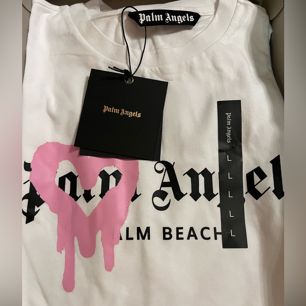 Palm Angels Palm Beach Heart Sprayed Logo T shirt